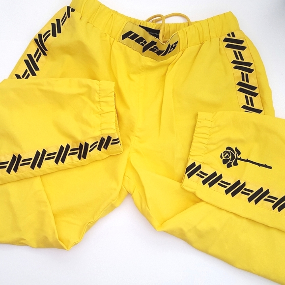 Petals & Peacocks⭐Kindness 💛Yellow  Windbreaker Track Pants| Side Graphics